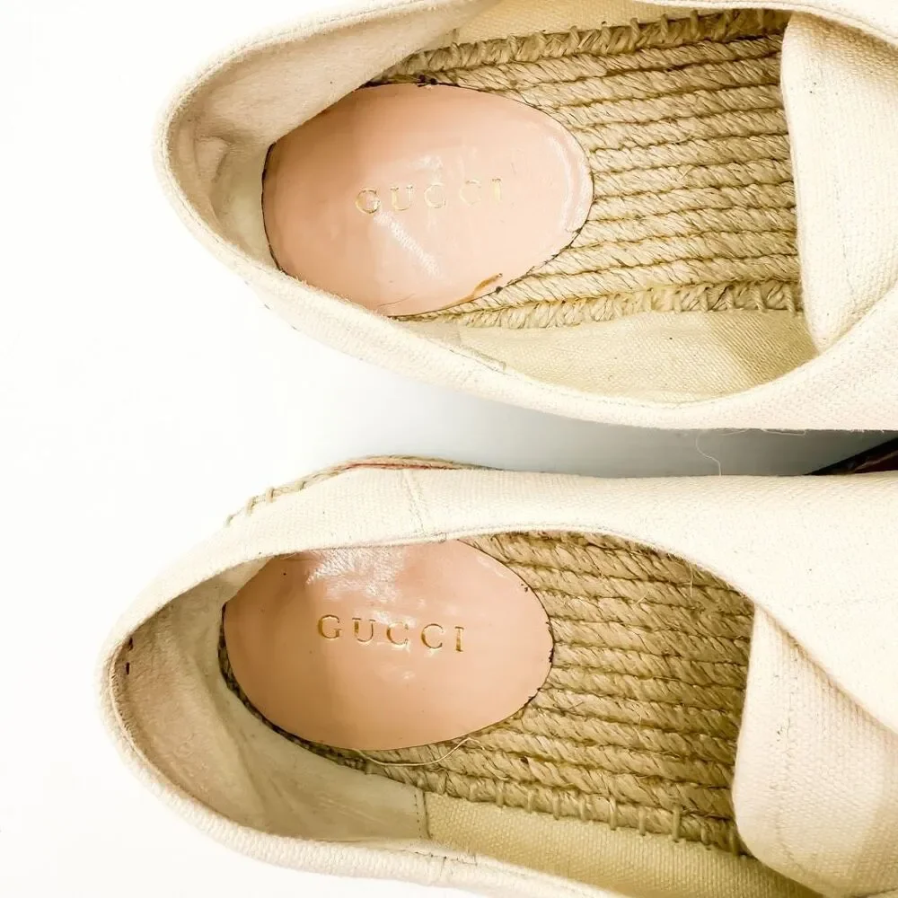 Gucci Lilibeth GG Platform Espadrille Sneakers Size 38 US 8 Women